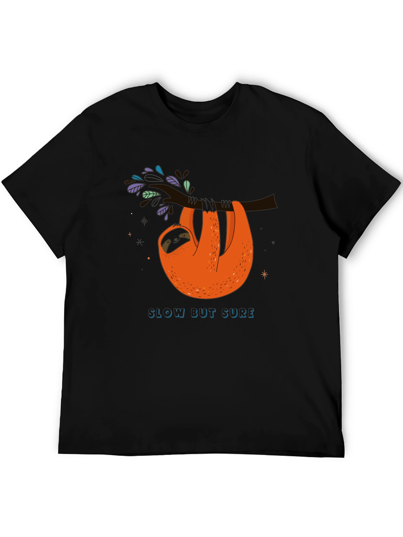 Slow But Sure Sloth Graphic Tee - Black
