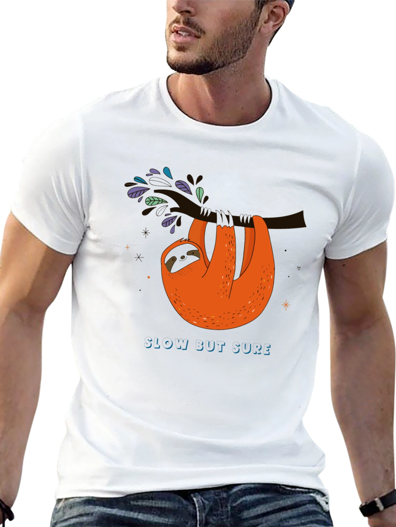 Slow But Sure Sloth Graphic Tee - Black