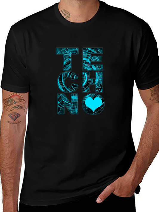 Techno Love Black Graphic T-Shirt