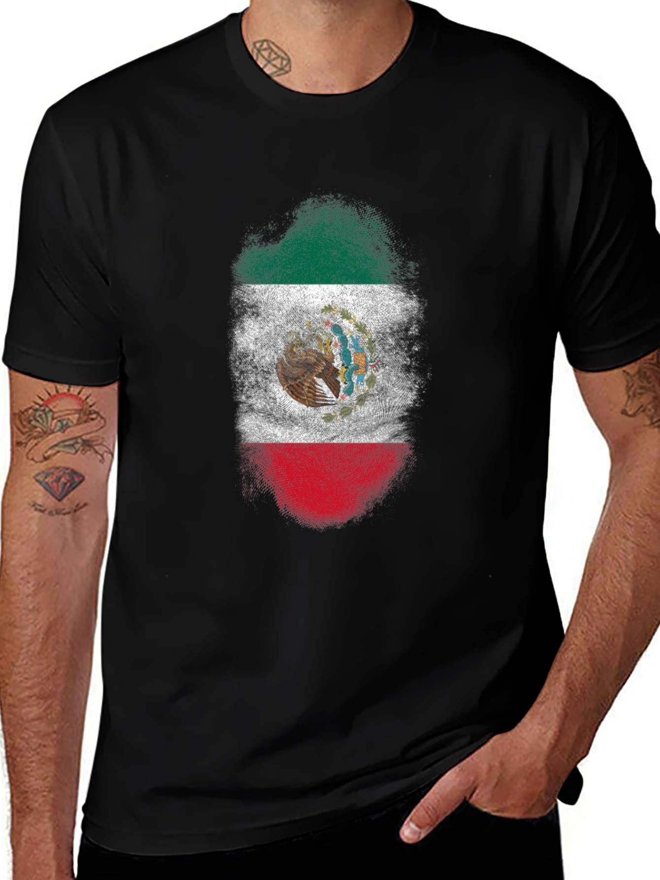 Mexican Flag Graphic Tee - Mens Black T-Shirt