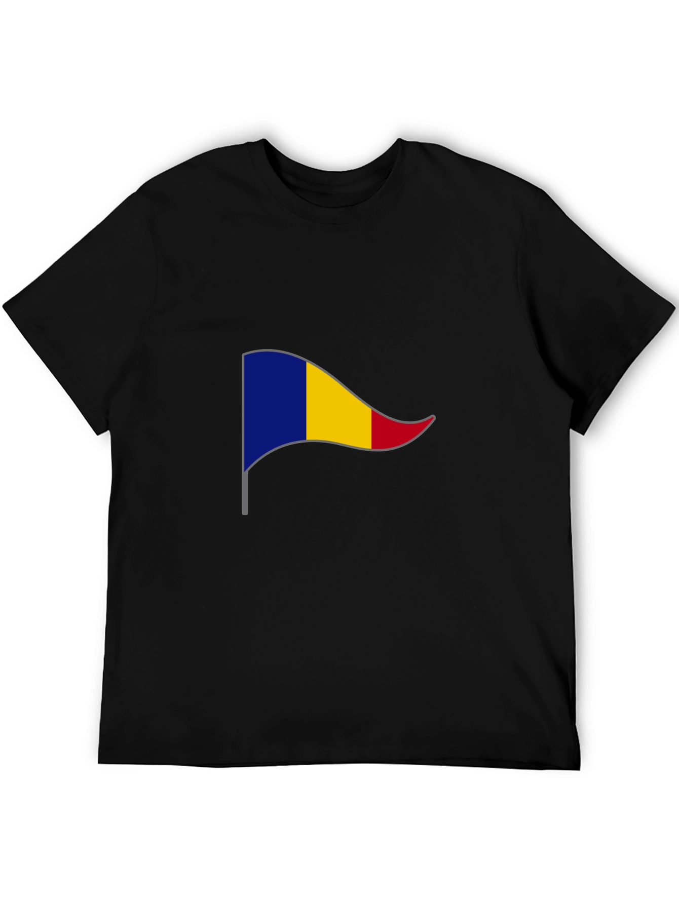 Romania Flag T-Shirt - Black Cotton Tee