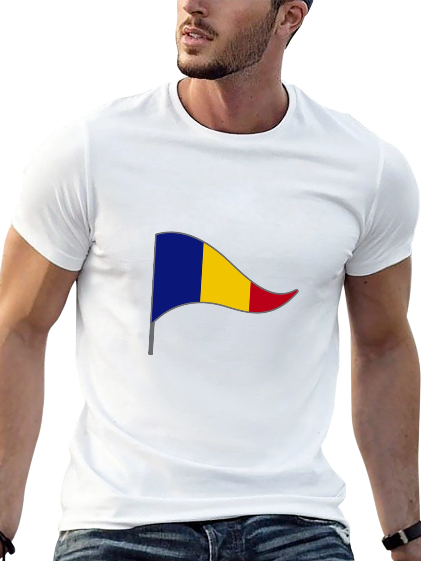 Romania Flag T-Shirt - Black Cotton Tee