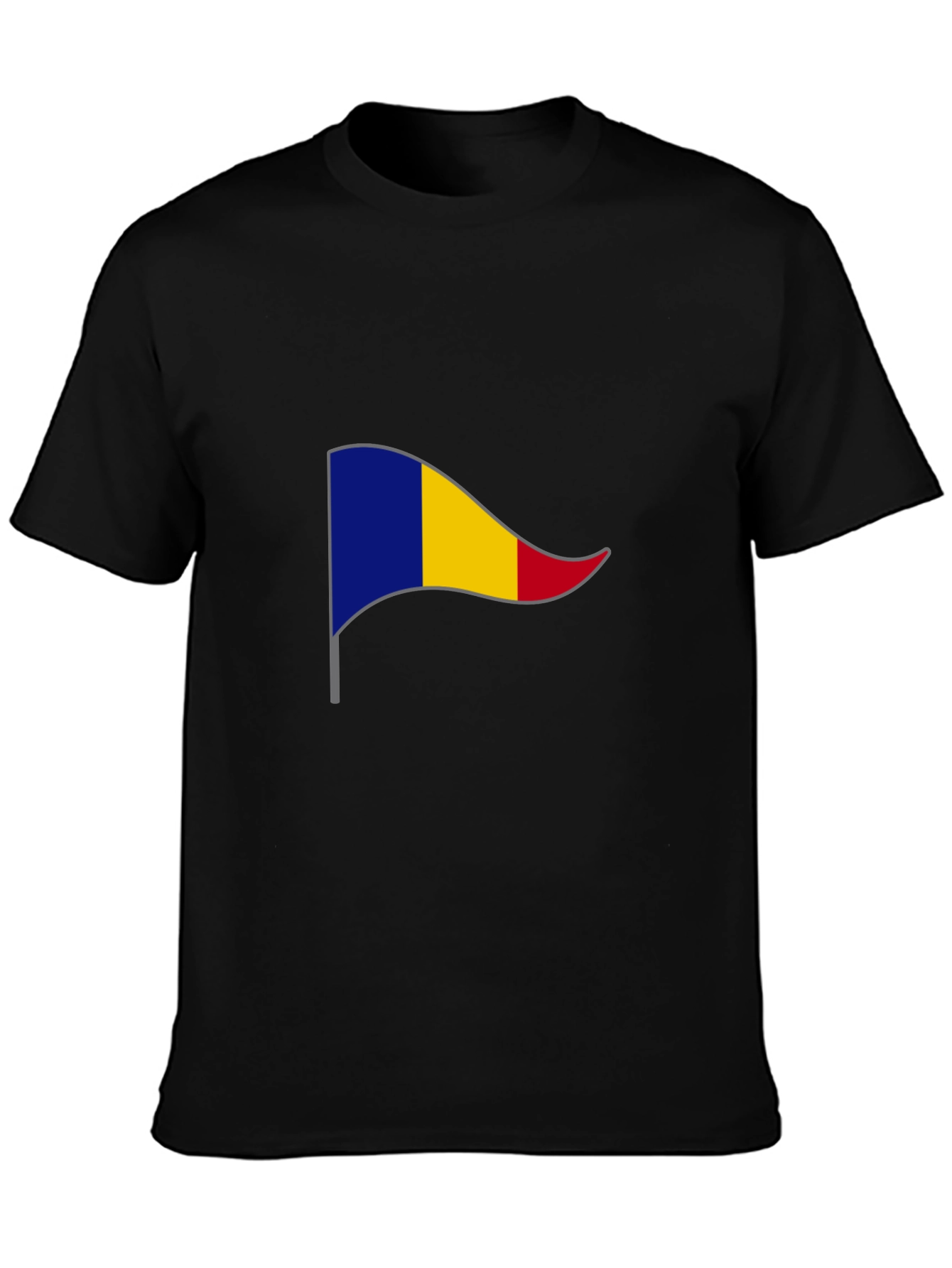 Romania Flag T-Shirt - Black Cotton Tee