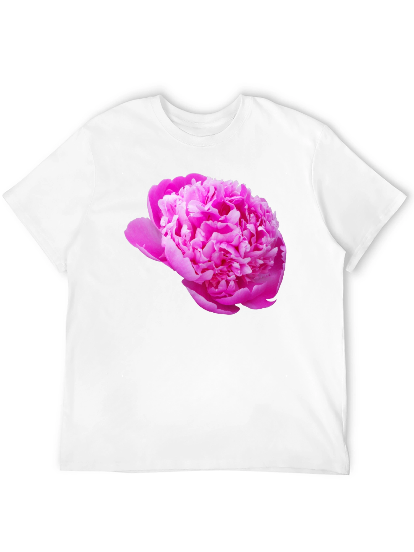 Black Tee with Pink Peony Flower Print
