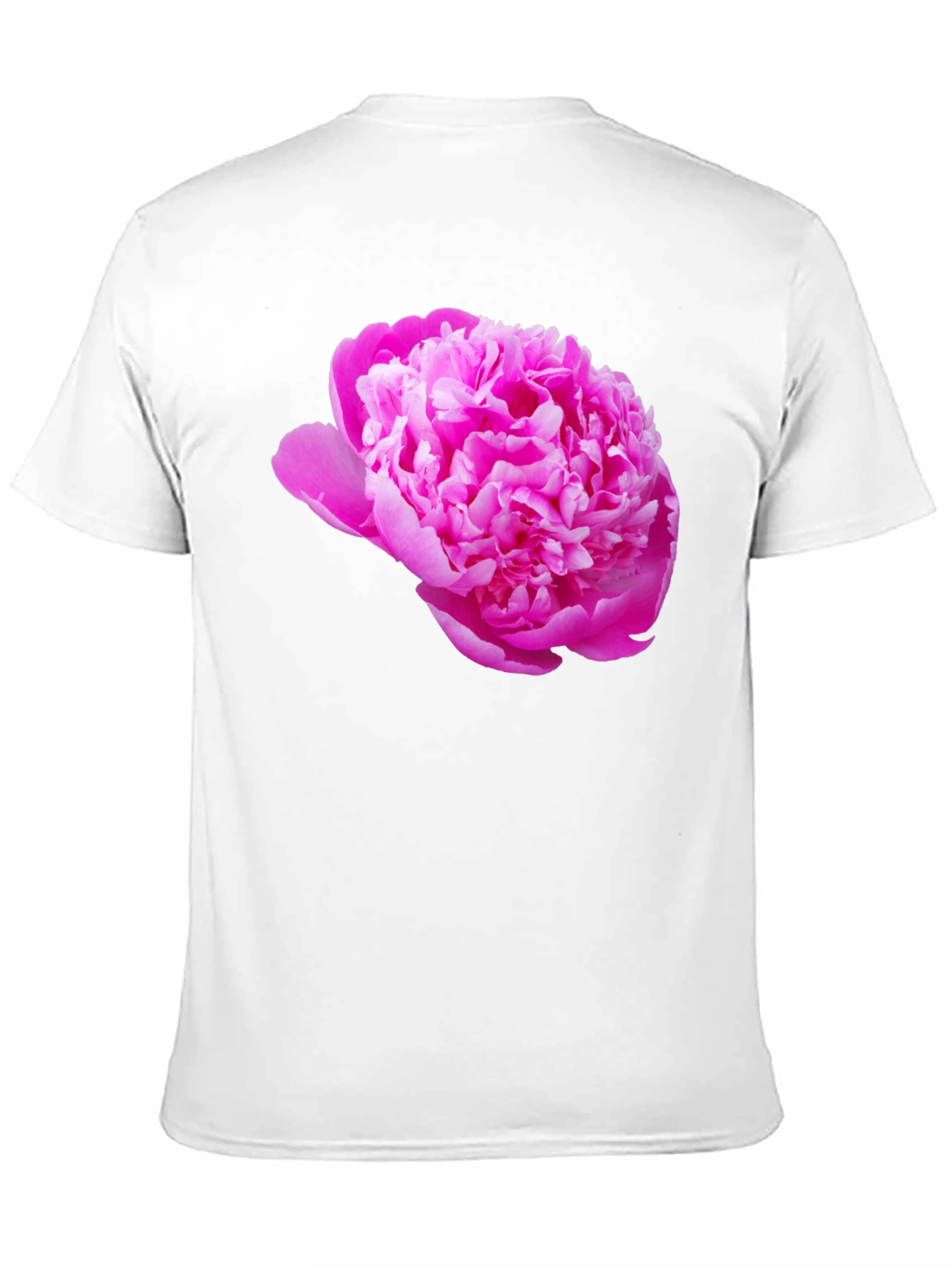 Black Tee with Pink Peony Flower Print