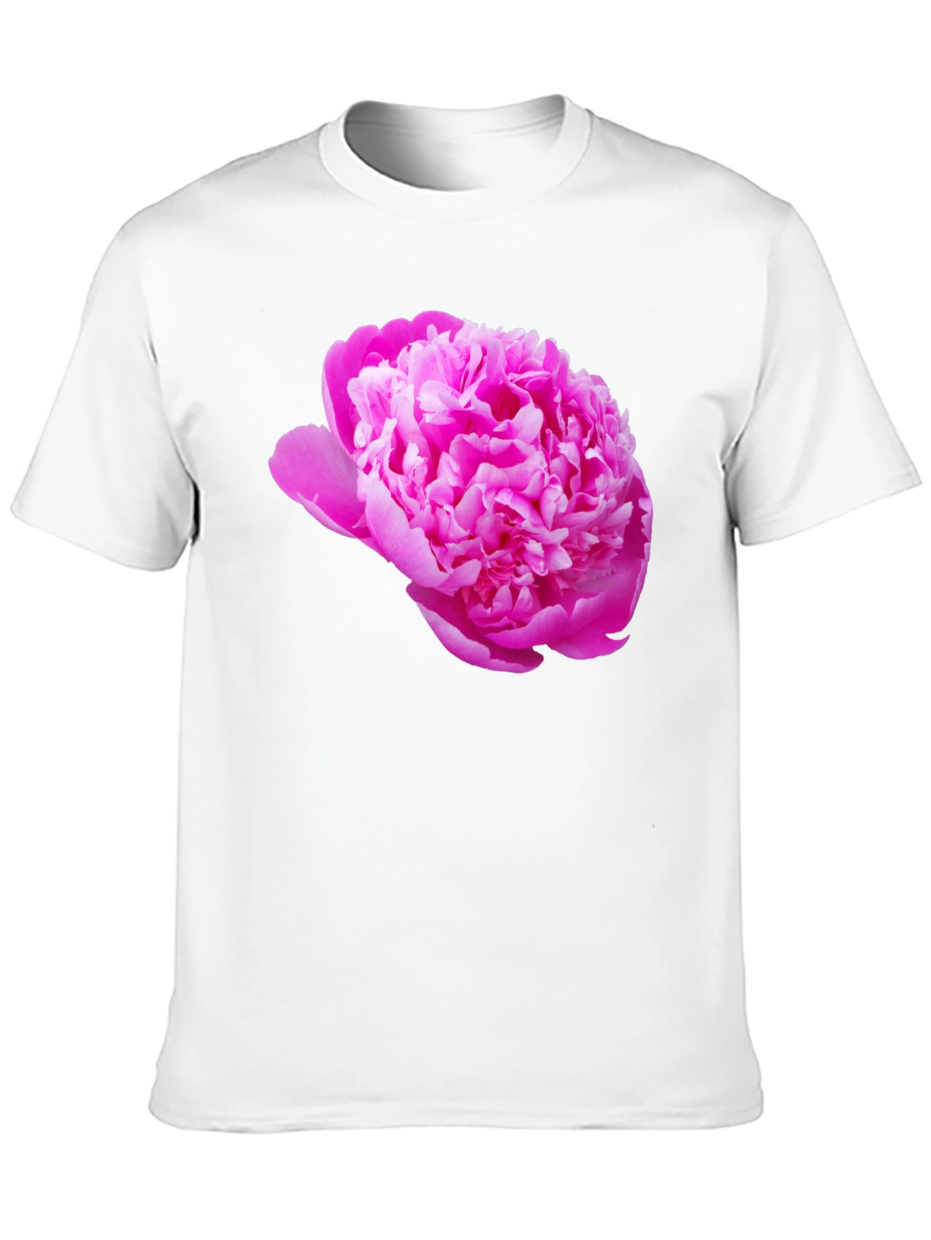 Black Tee with Pink Peony Flower Print