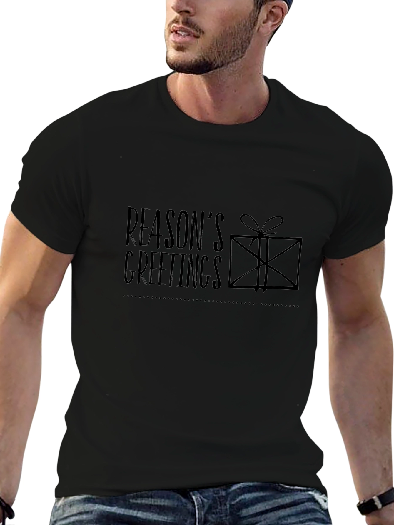 Reasons Greetings Graphic Tee - Black Cotton Holiday Shirt