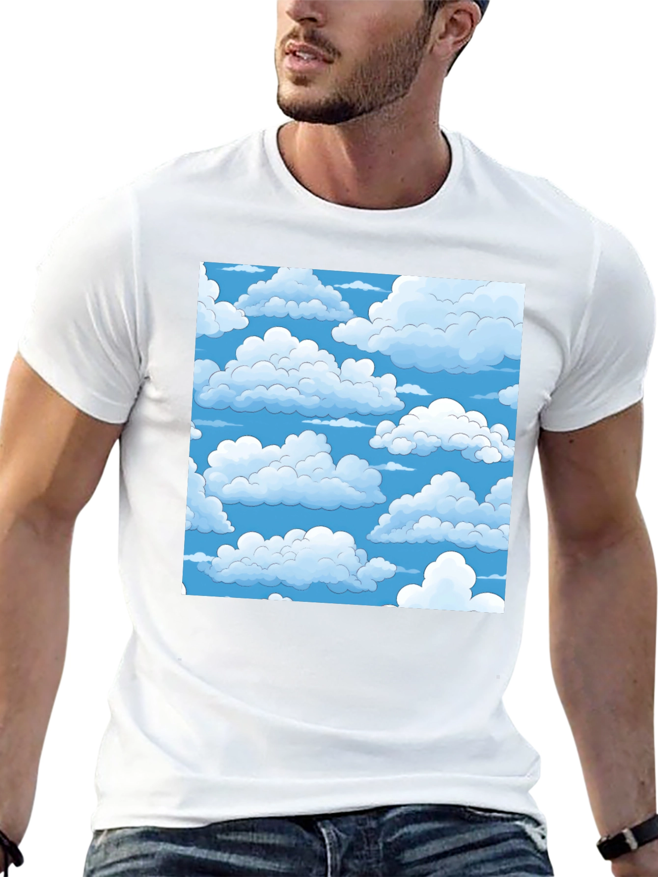 Cloud Pattern T-Shirt - Soft Cotton Tee