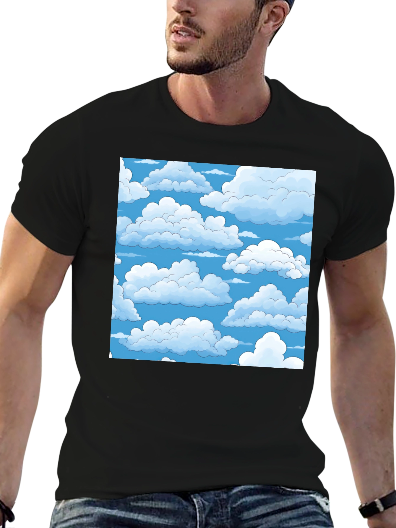 Cloud Pattern T-Shirt - Soft Cotton Tee