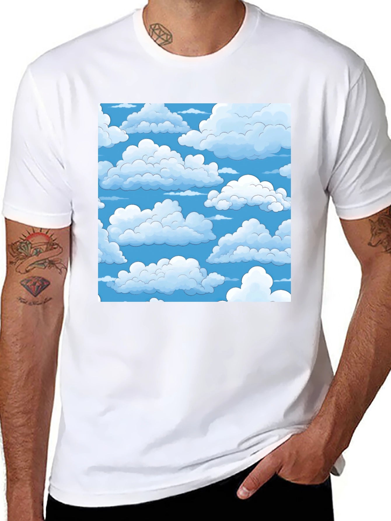 Cloud Pattern T-Shirt - Soft Cotton Tee
