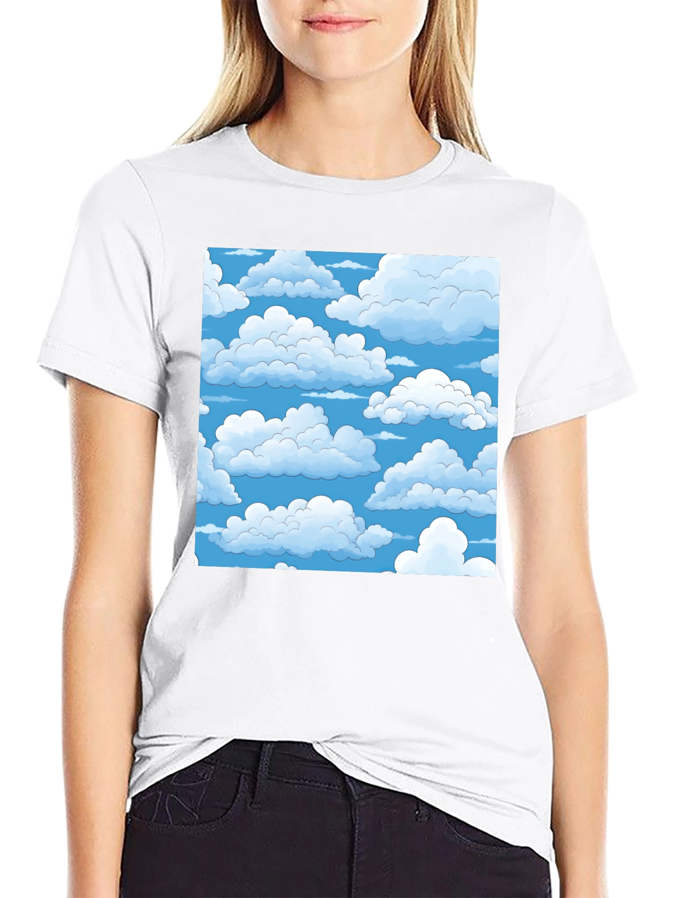 Cloud Pattern T-Shirt - Soft Cotton Tee