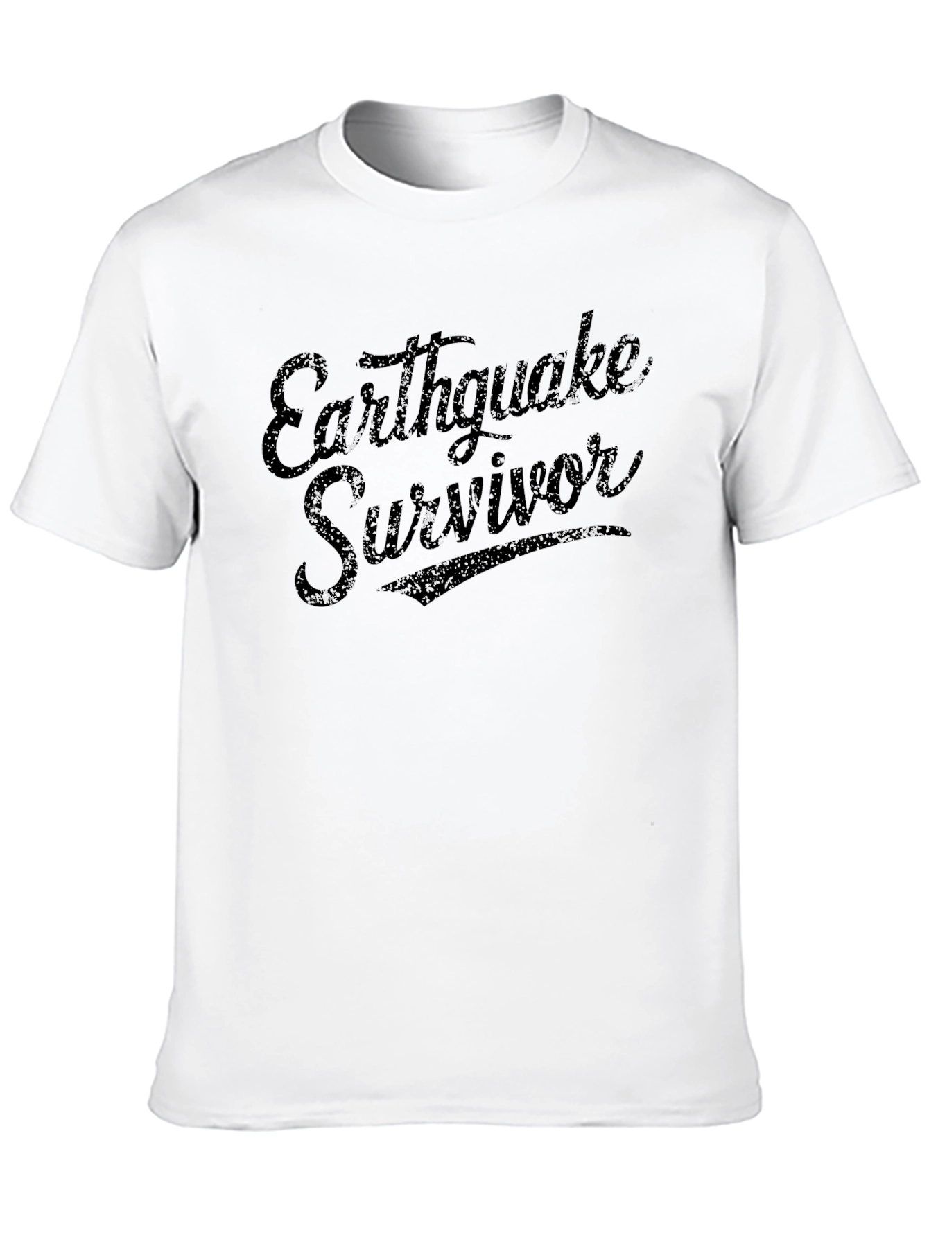 Earthquake Survivor Graphic Tee - Black Casual T-Shirt