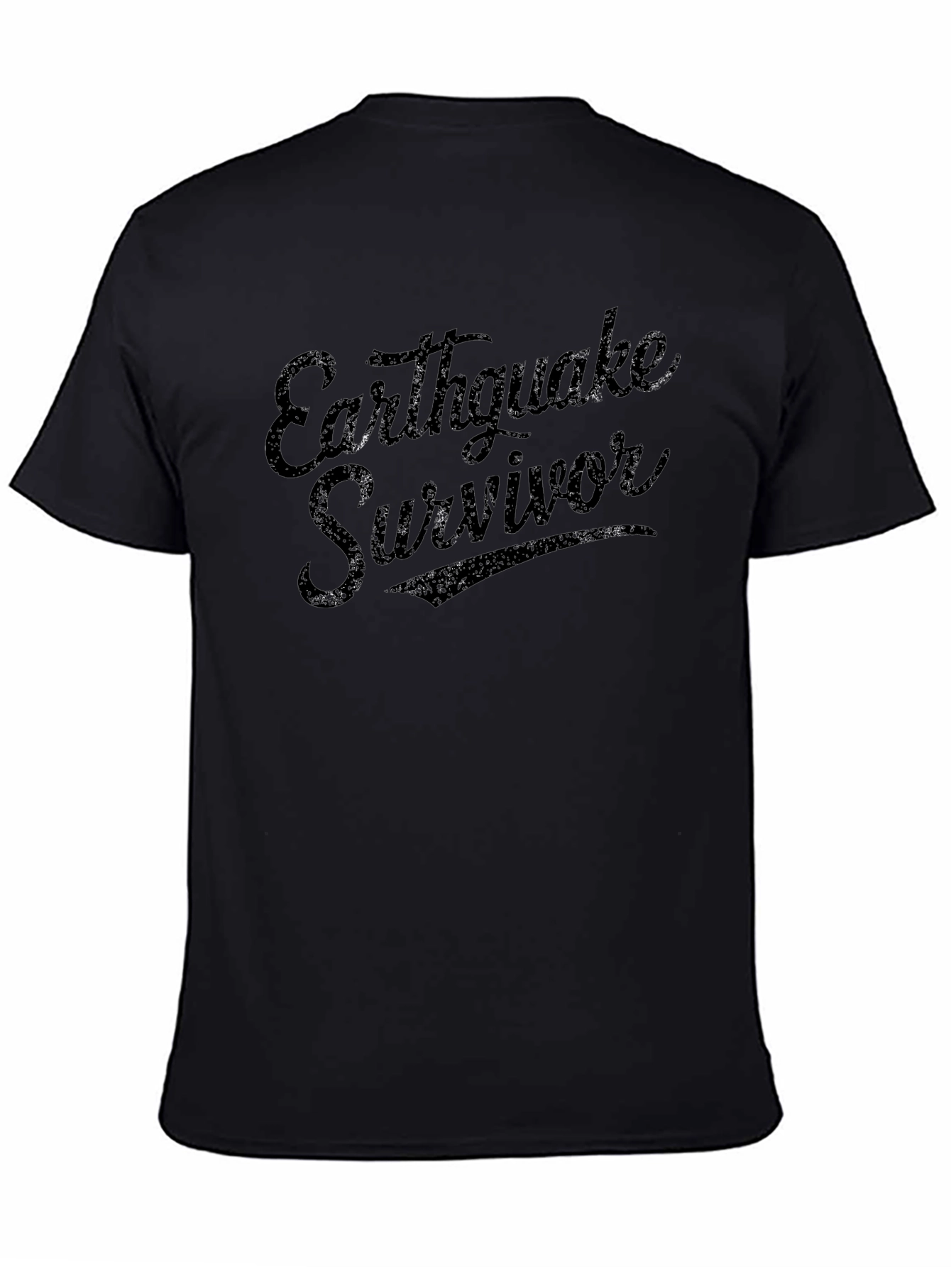 Earthquake Survivor Graphic Tee - Black Casual T-Shirt