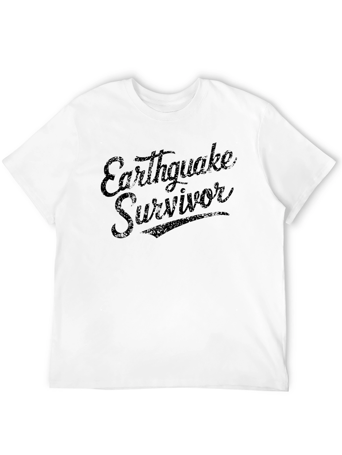 Earthquake Survivor Graphic Tee - Black Casual T-Shirt