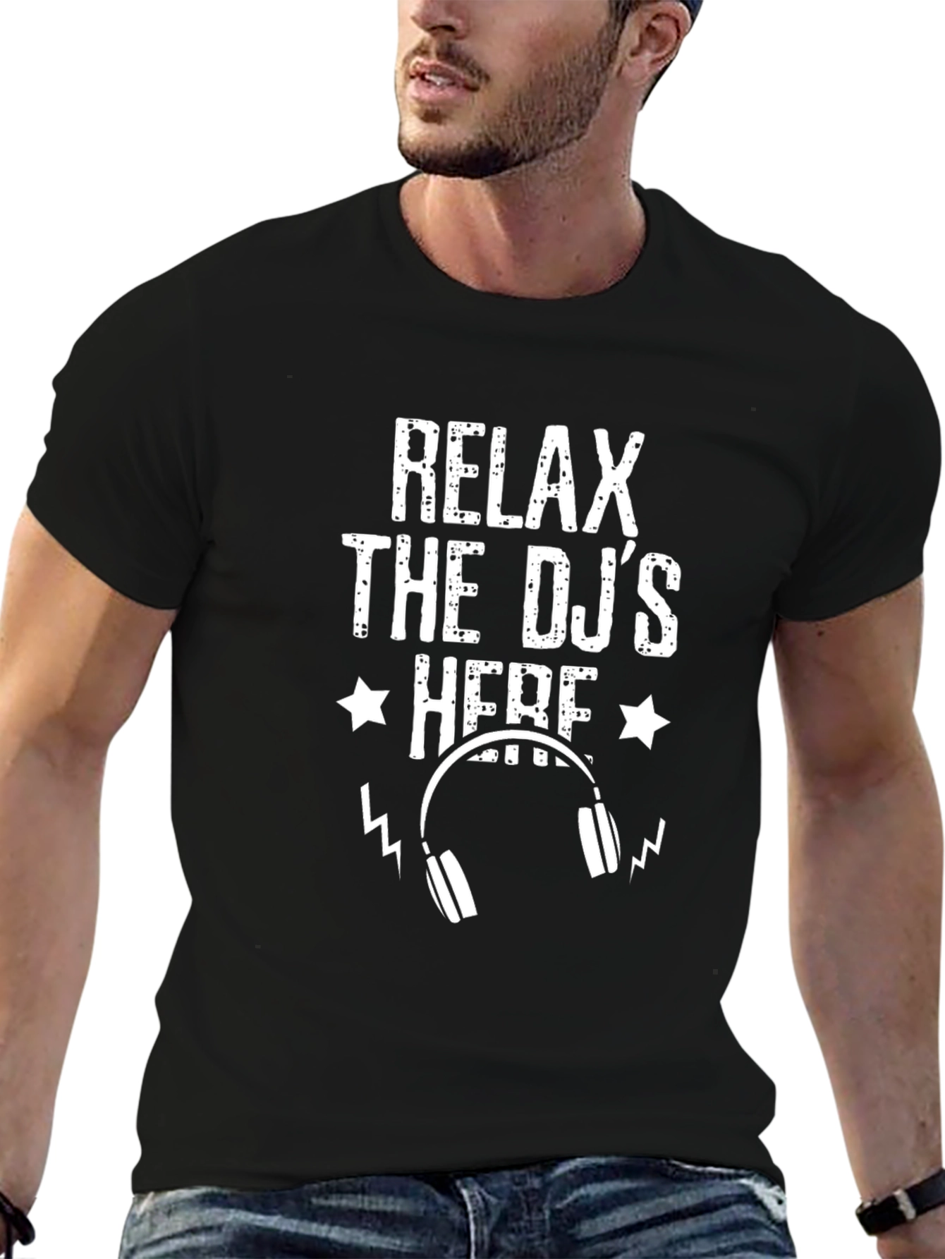 Relax The DJs Here Black Graphic Tee