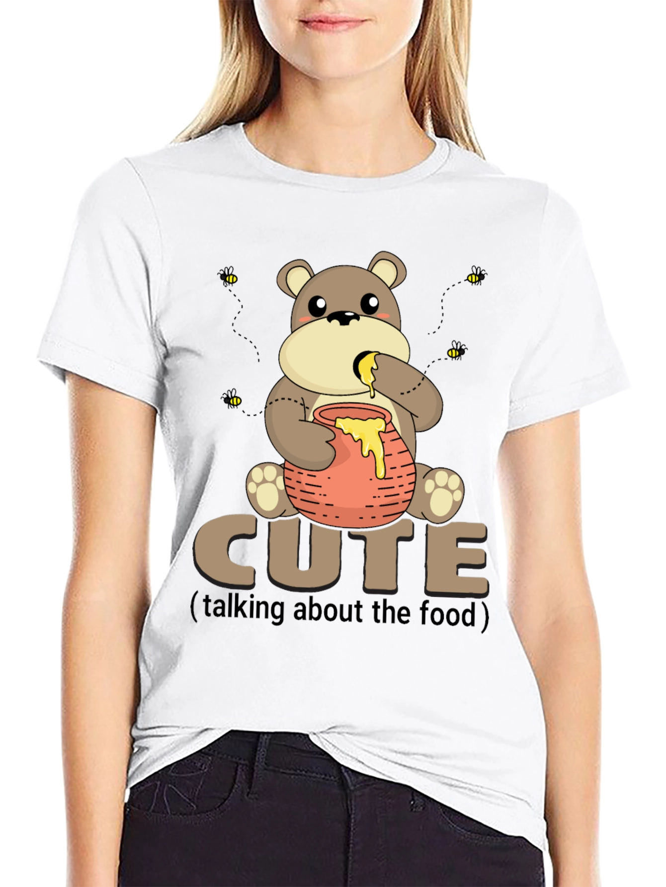 Cute Bear with Honey Pot Graphic T-Shirt