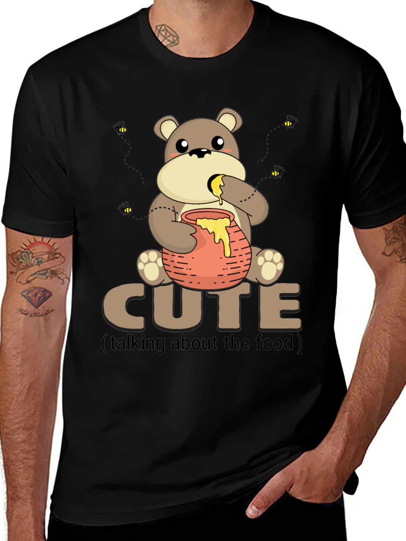 Cute Bear with Honey Pot Graphic T-Shirt