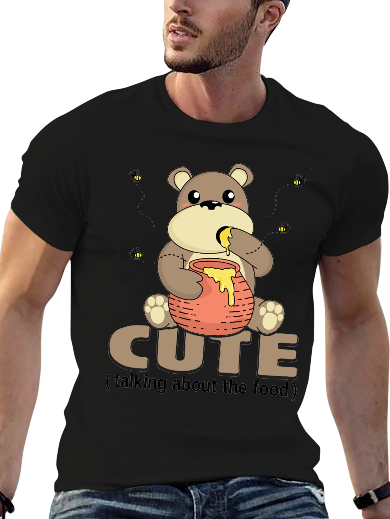 Cute Bear with Honey Pot Graphic T-Shirt