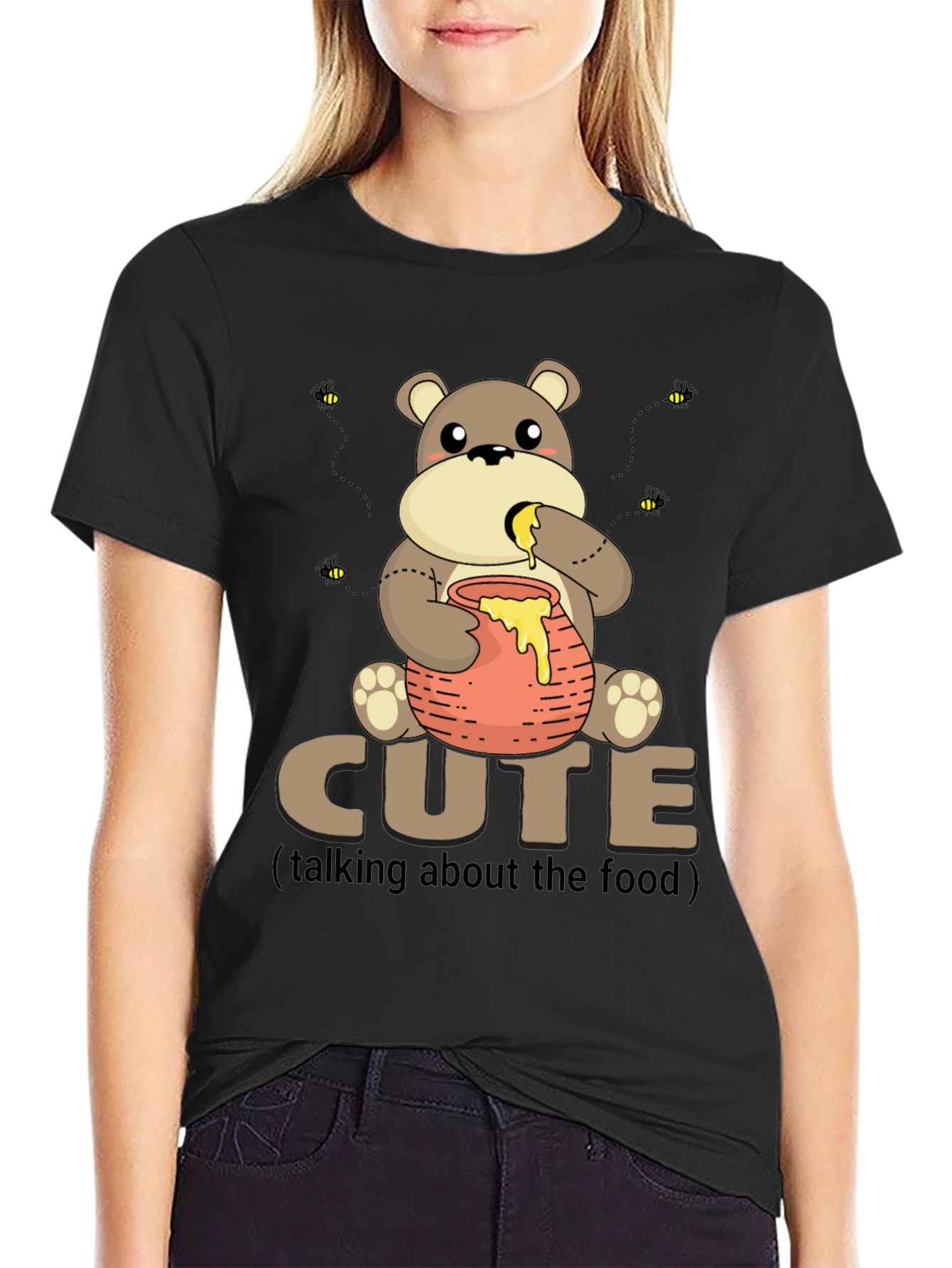 Cute Bear with Honey Pot Graphic T-Shirt