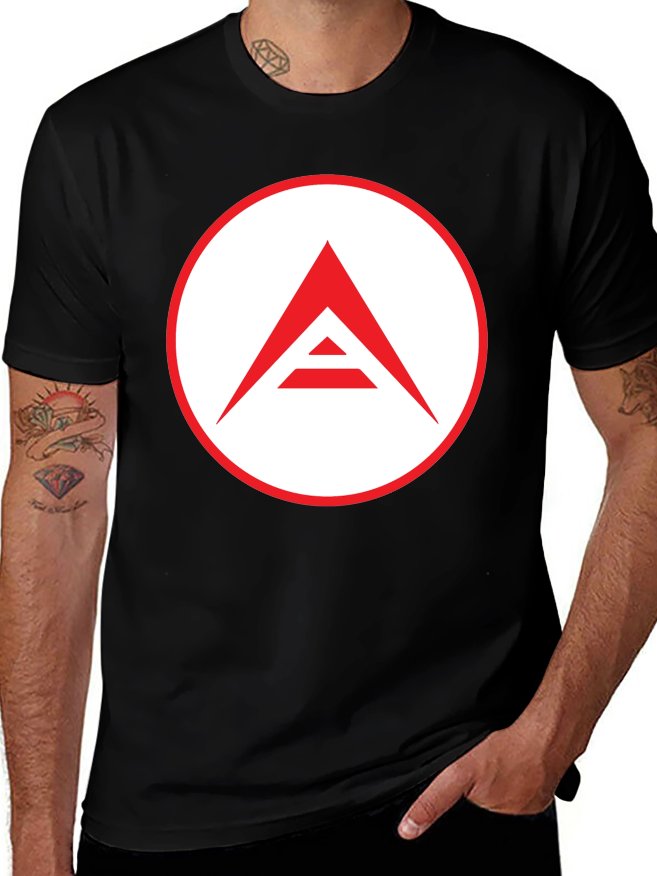 Mens Black T-Shirt with Geometric Logo
