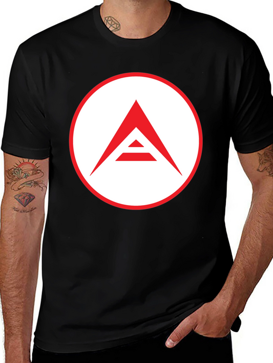 Mens Black T-Shirt with Geometric Logo