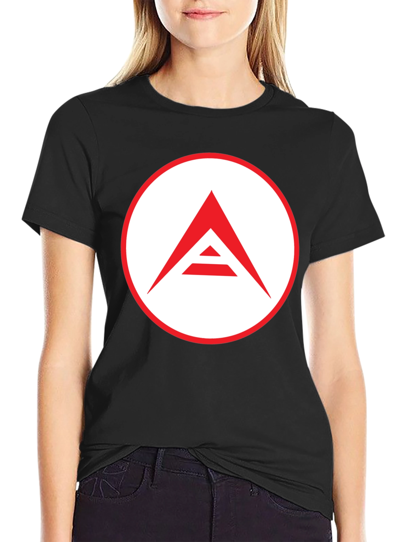 Mens Black T-Shirt with Geometric Logo