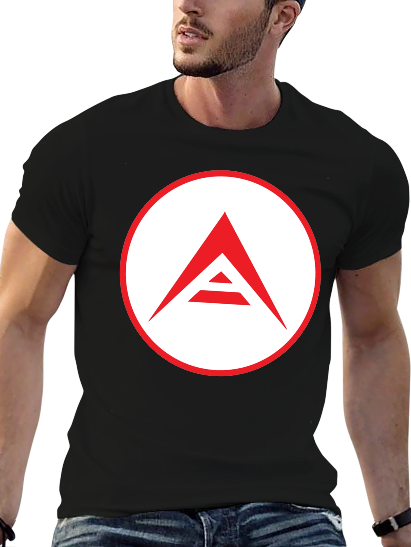 Mens Black T-Shirt with Geometric Logo