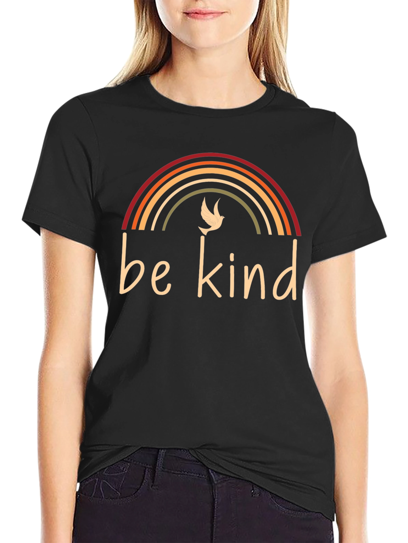 Be Kind Rainbow Graphic Tee - Black