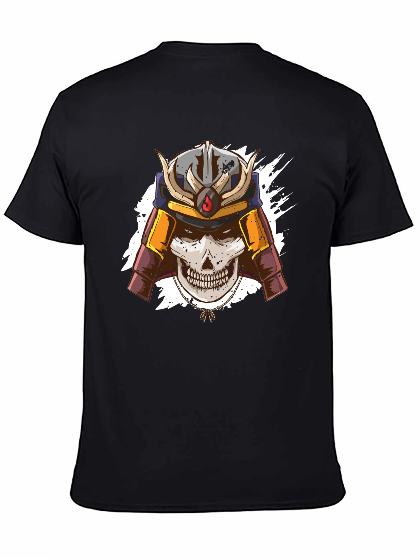 Samurai Skull Graphic Tee - Mens Black T-Shirt