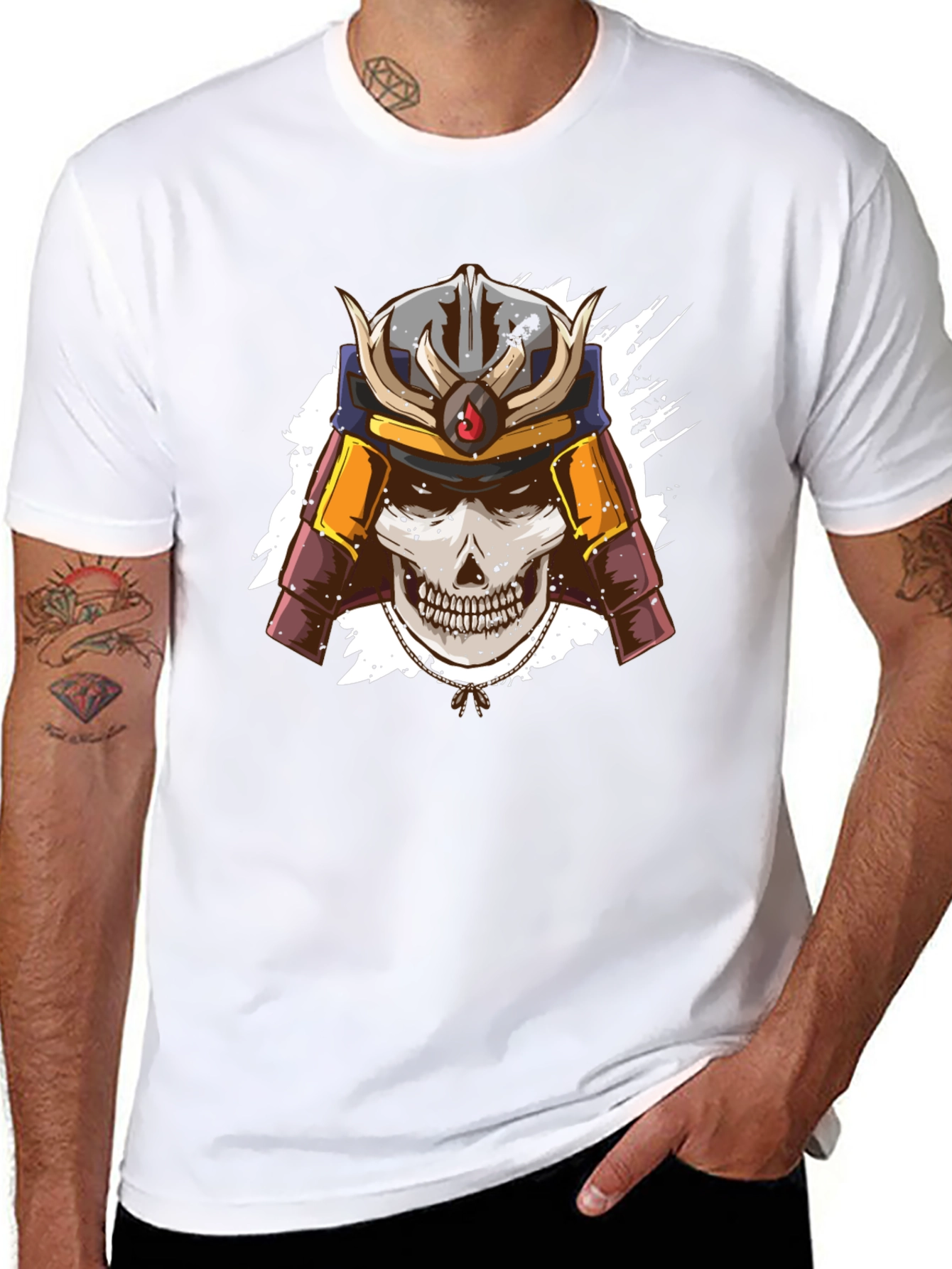 Samurai Skull Graphic Tee - Mens Black T-Shirt
