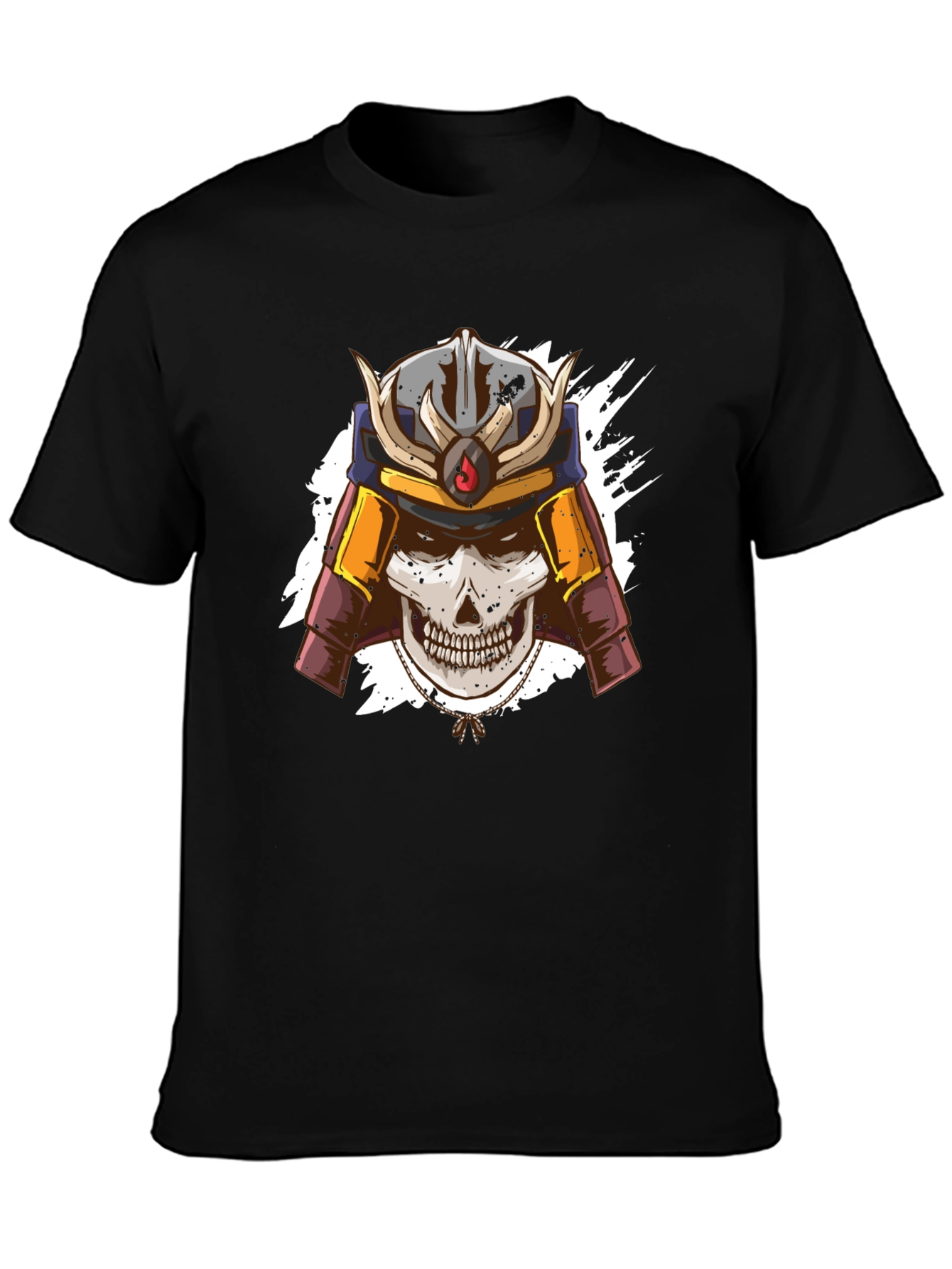 Samurai Skull Graphic Tee - Mens Black T-Shirt