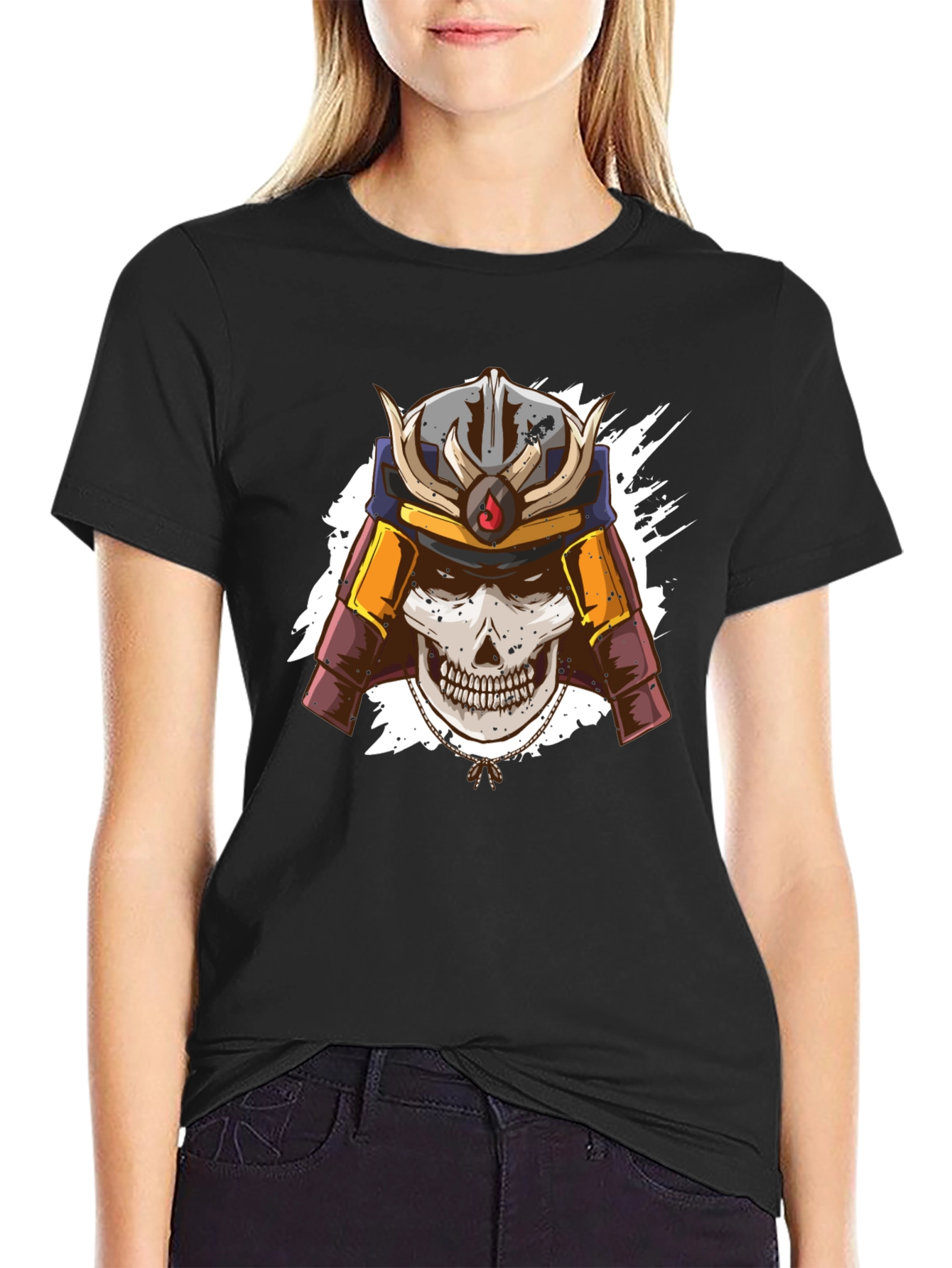 Samurai Skull Graphic Tee - Mens Black T-Shirt