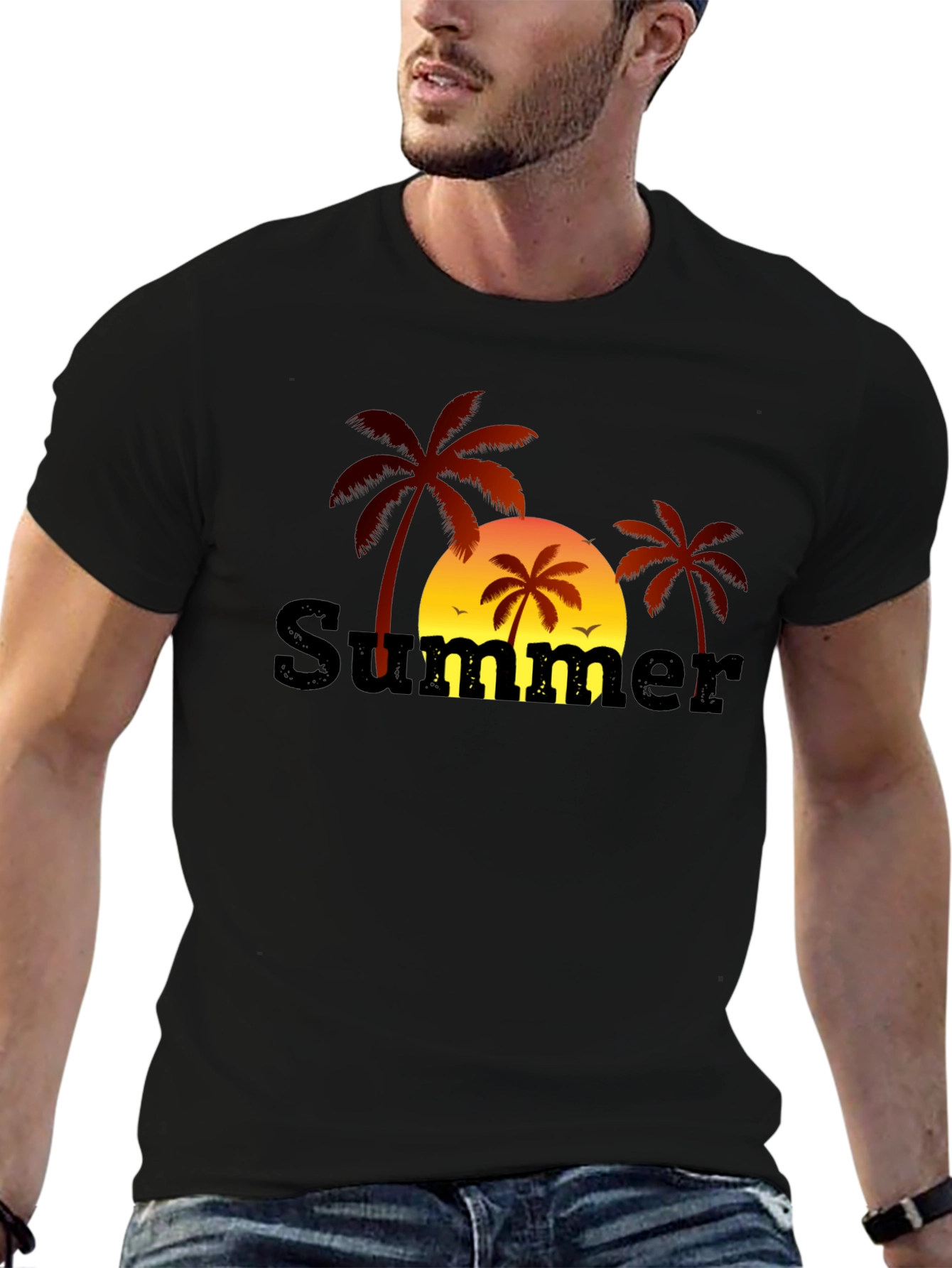 Summer Palm Tree Graphic T-Shirt