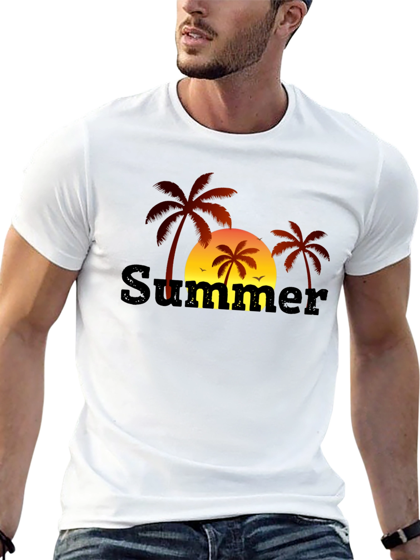 Summer Palm Tree Graphic T-Shirt