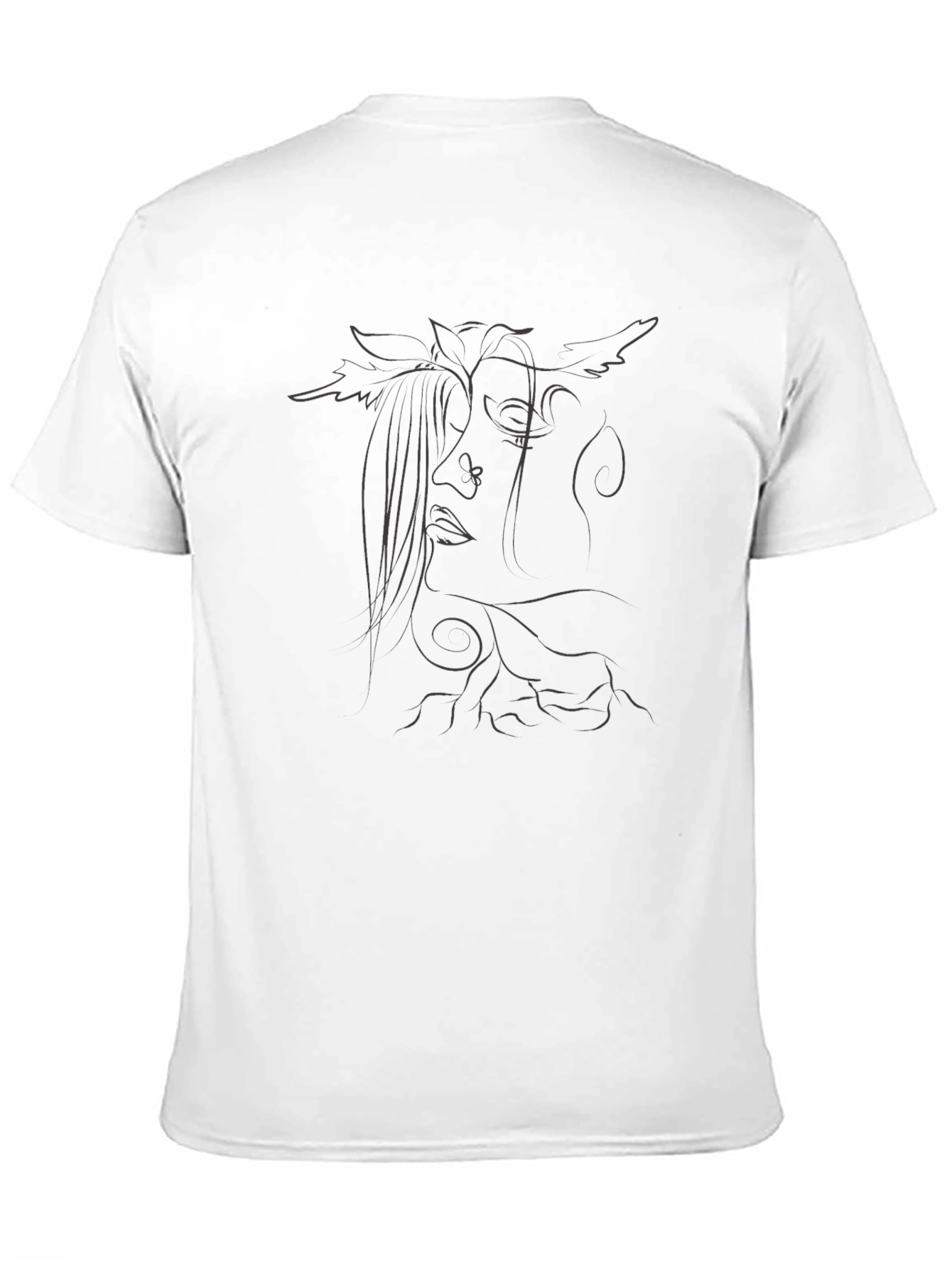 Abstract Face Line Art Black T-Shirt