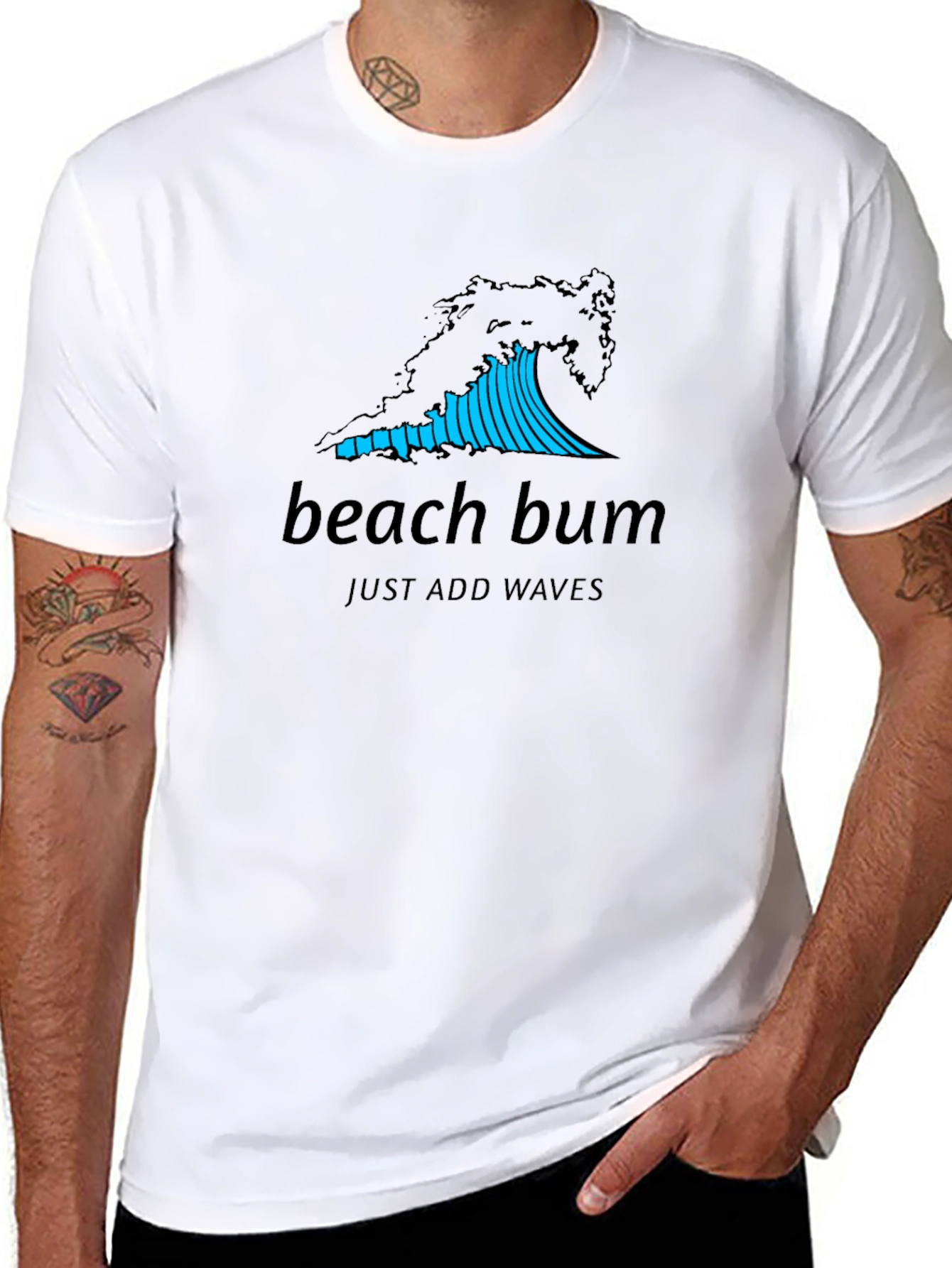 Beach Bum Wave Graphic Black T-Shirt