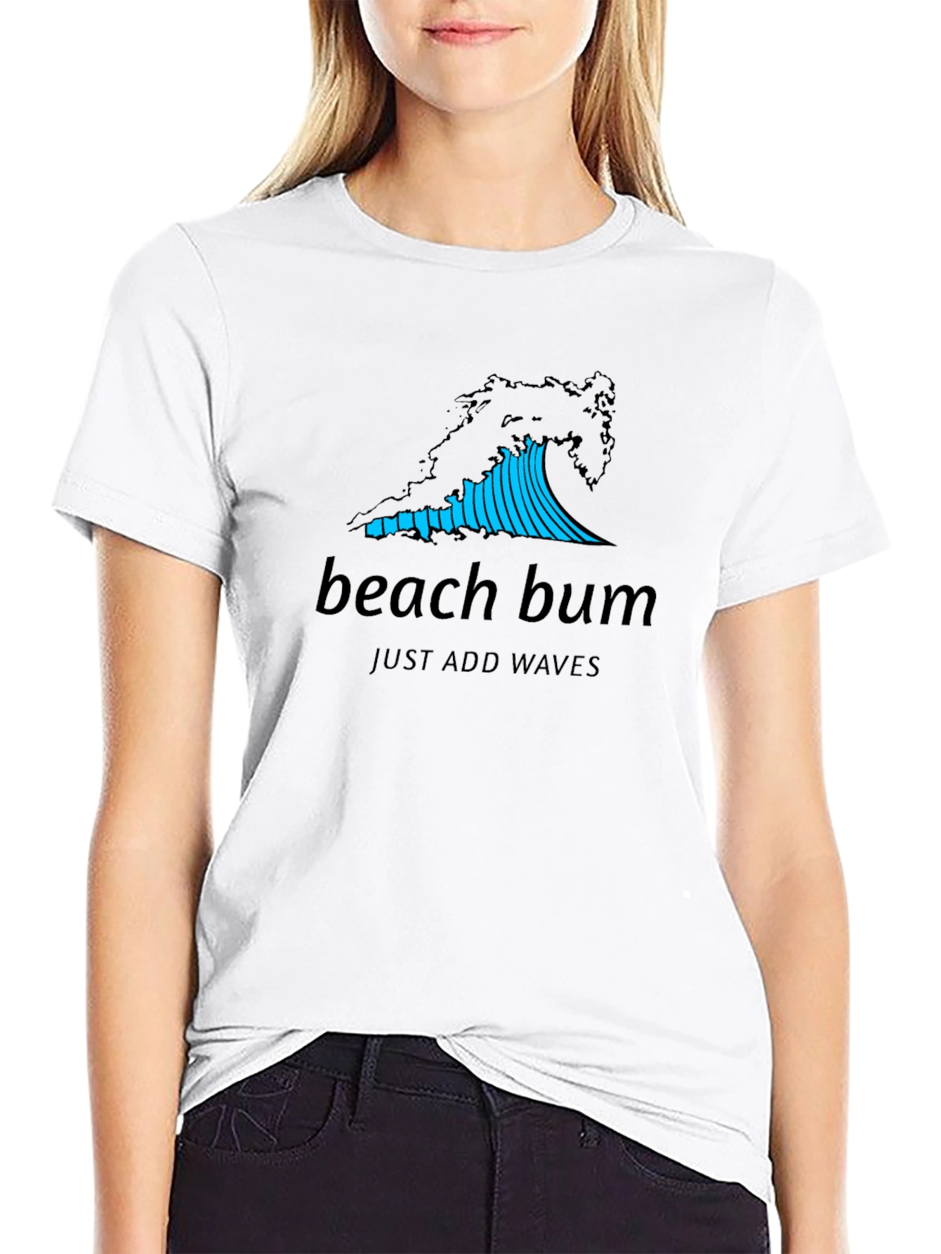 Beach Bum Wave Graphic Black T-Shirt