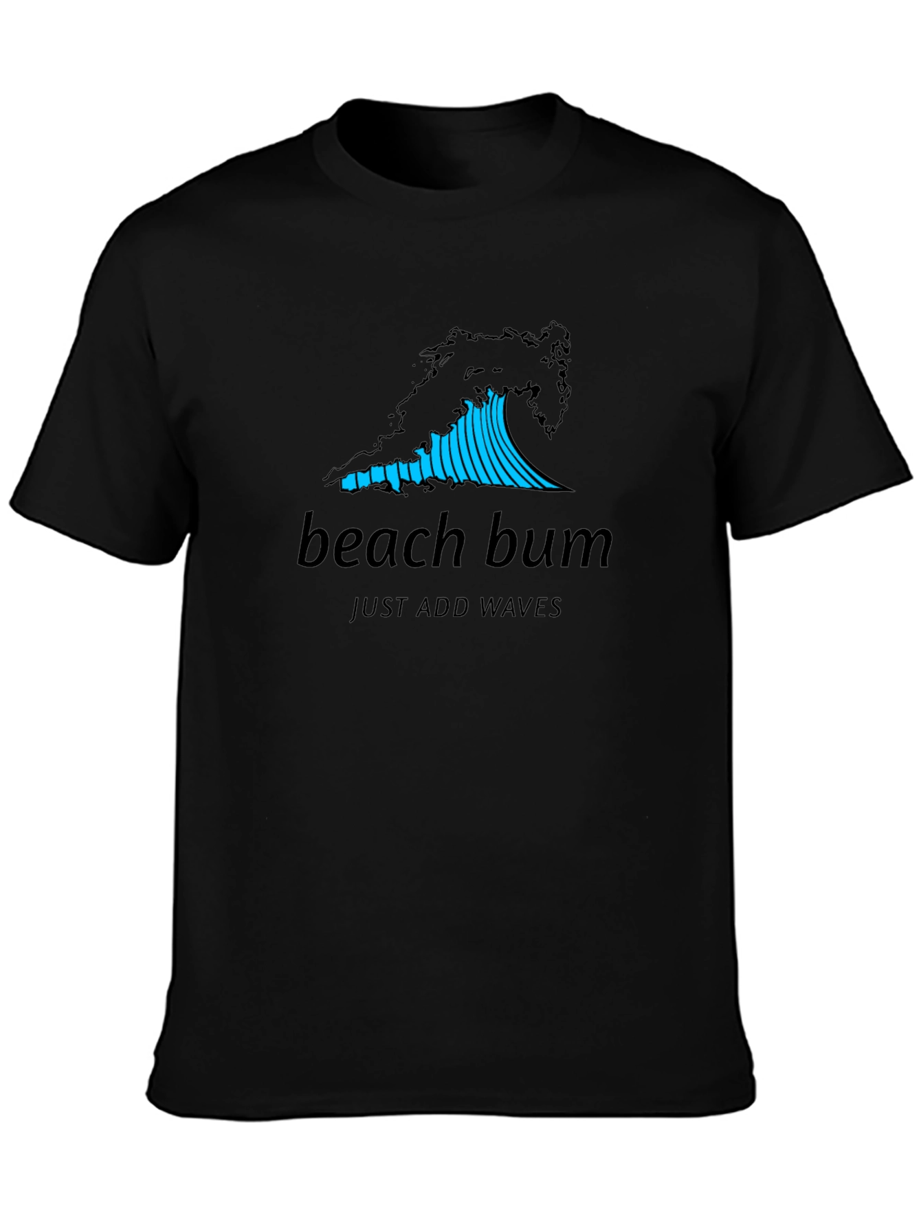Beach Bum Wave Graphic Black T-Shirt