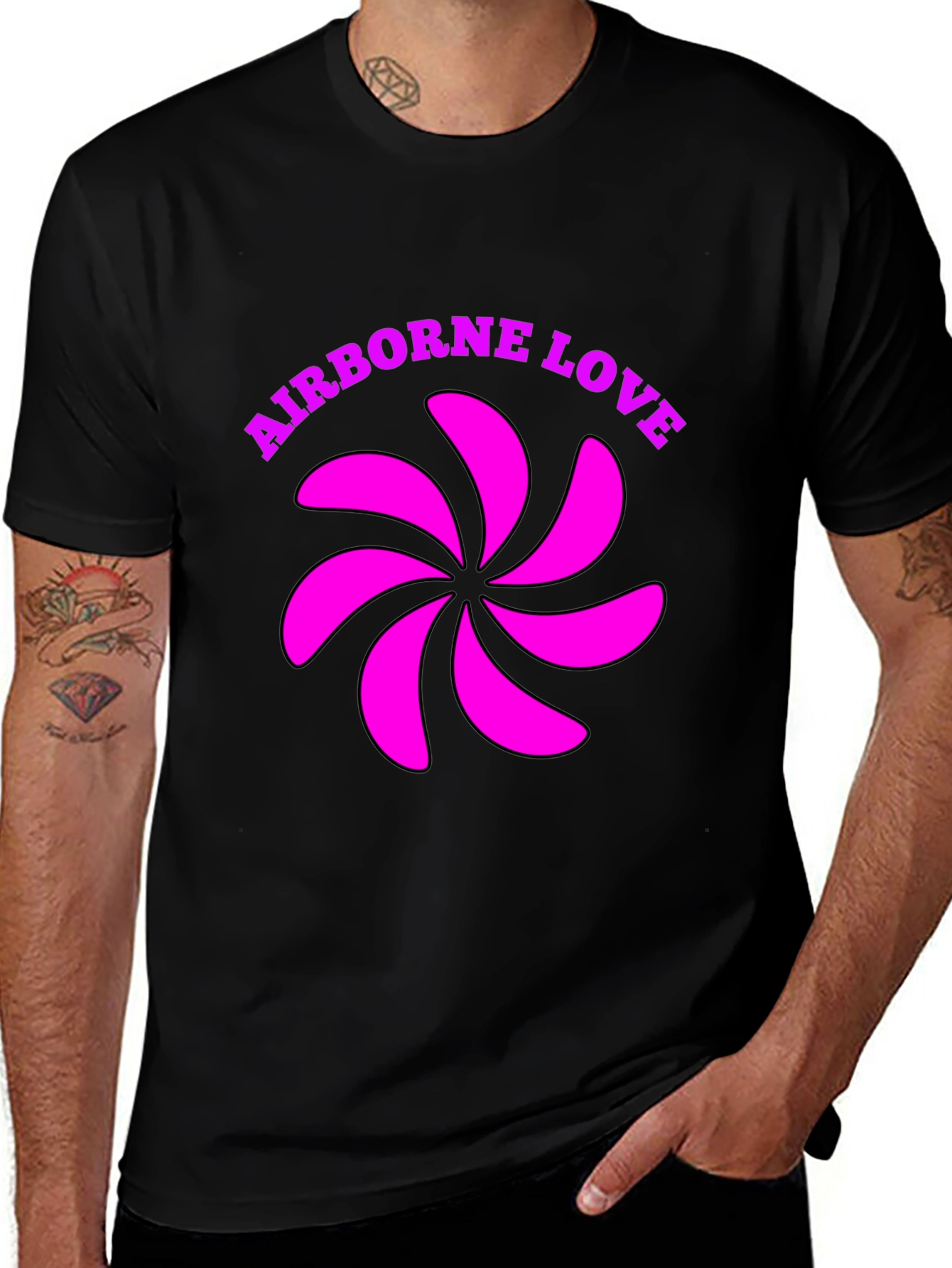 Airborne Love Graphic T-Shirt - Black