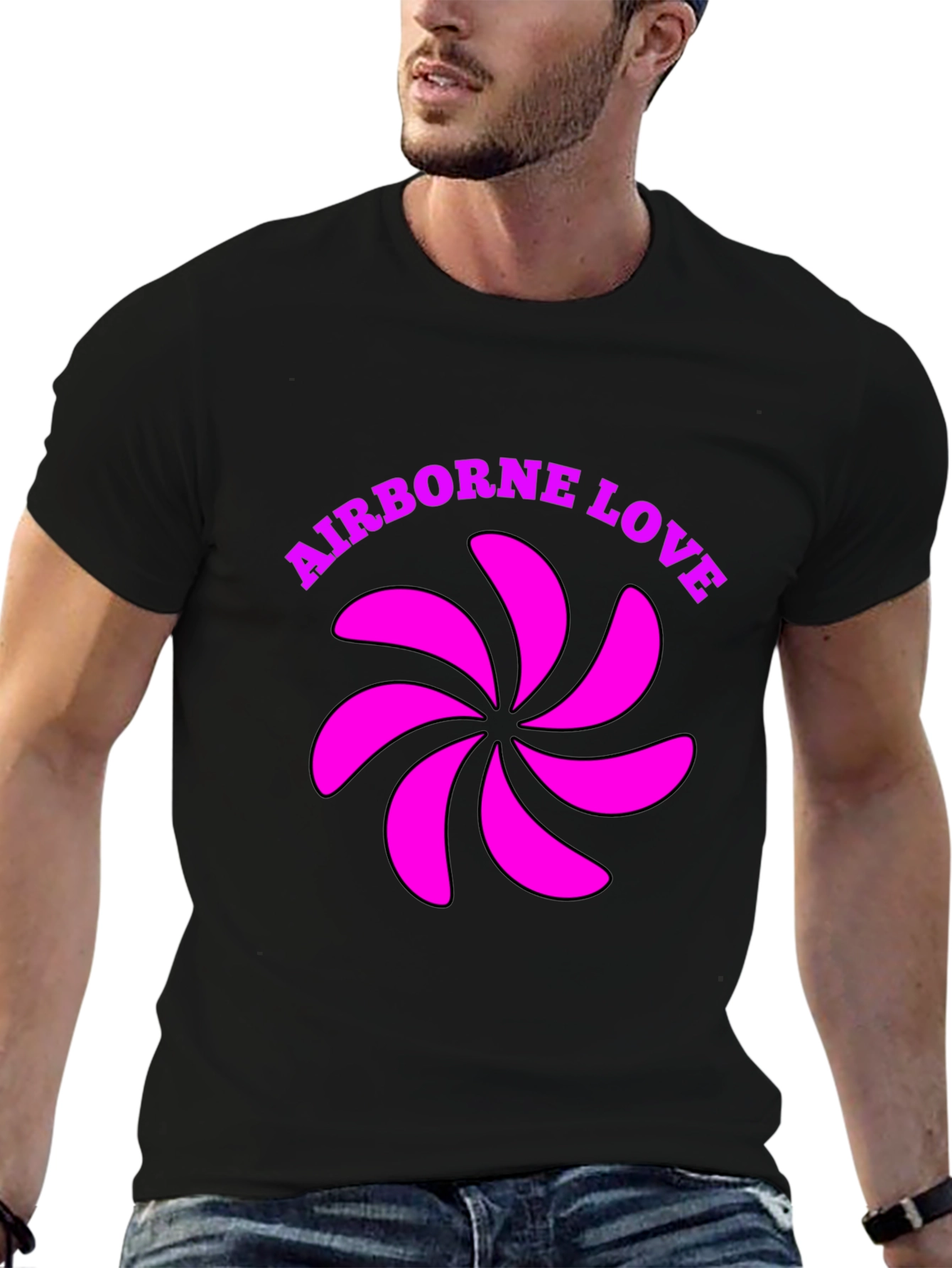 Airborne Love Graphic T-Shirt - Black