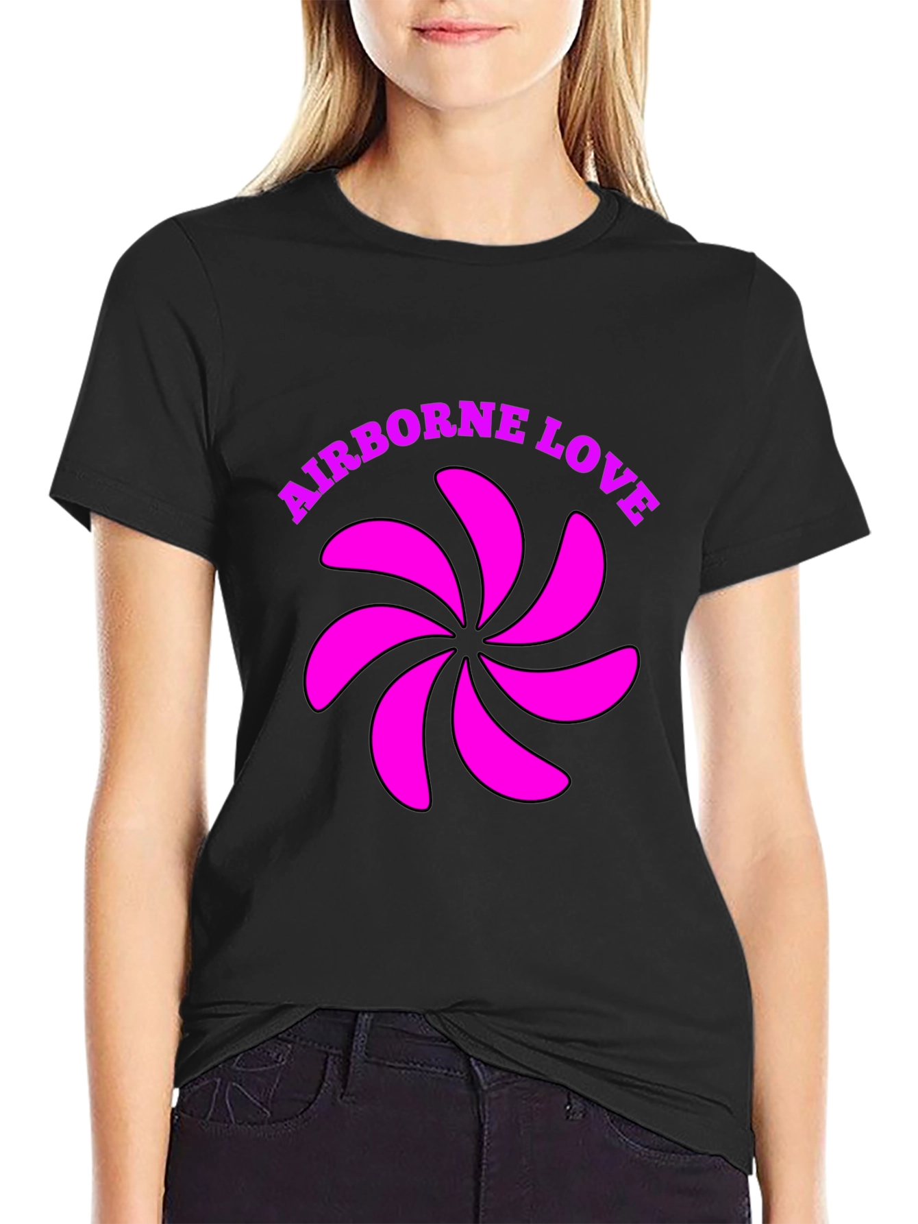Airborne Love Graphic T-Shirt - Black