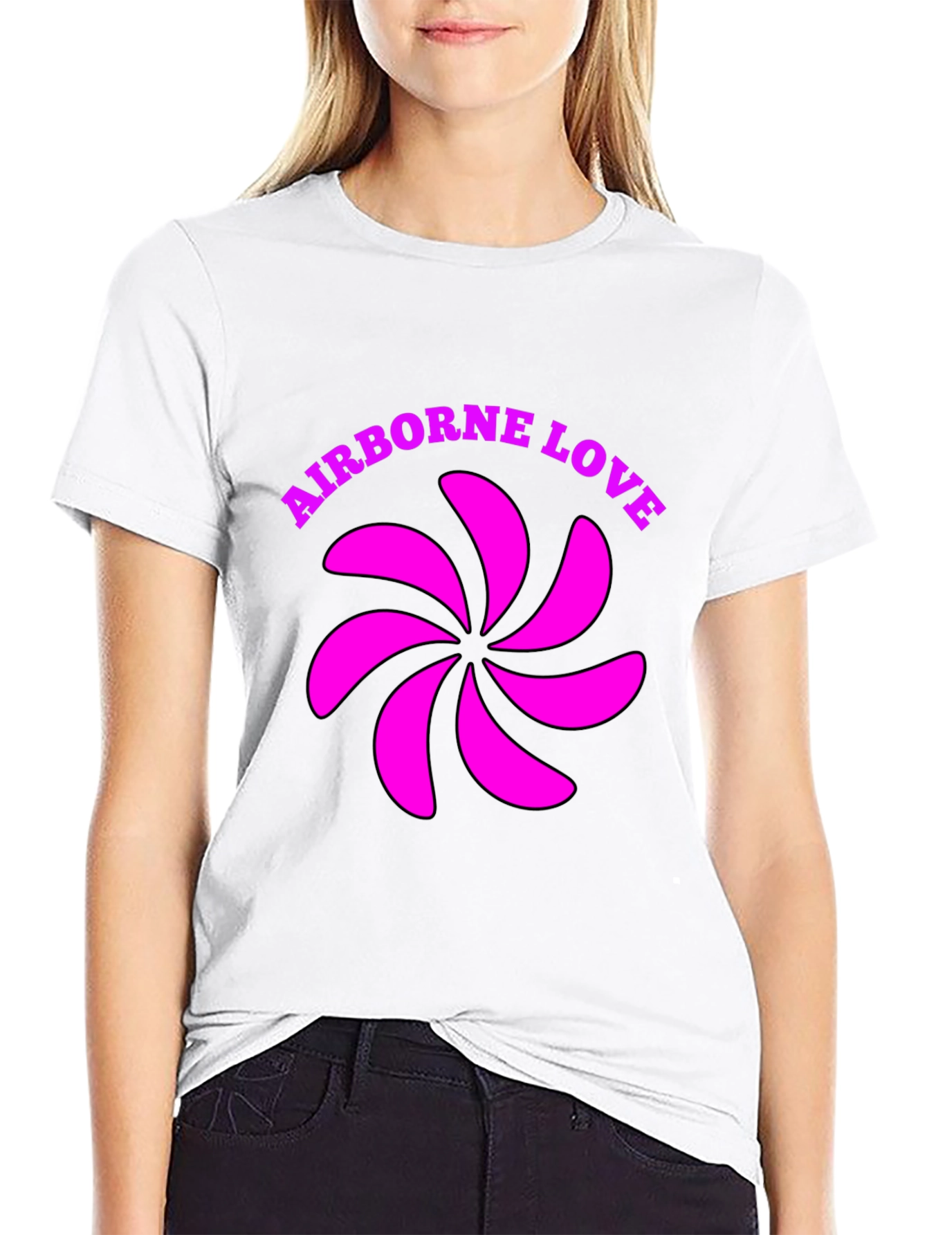 Airborne Love Graphic T-Shirt - Black