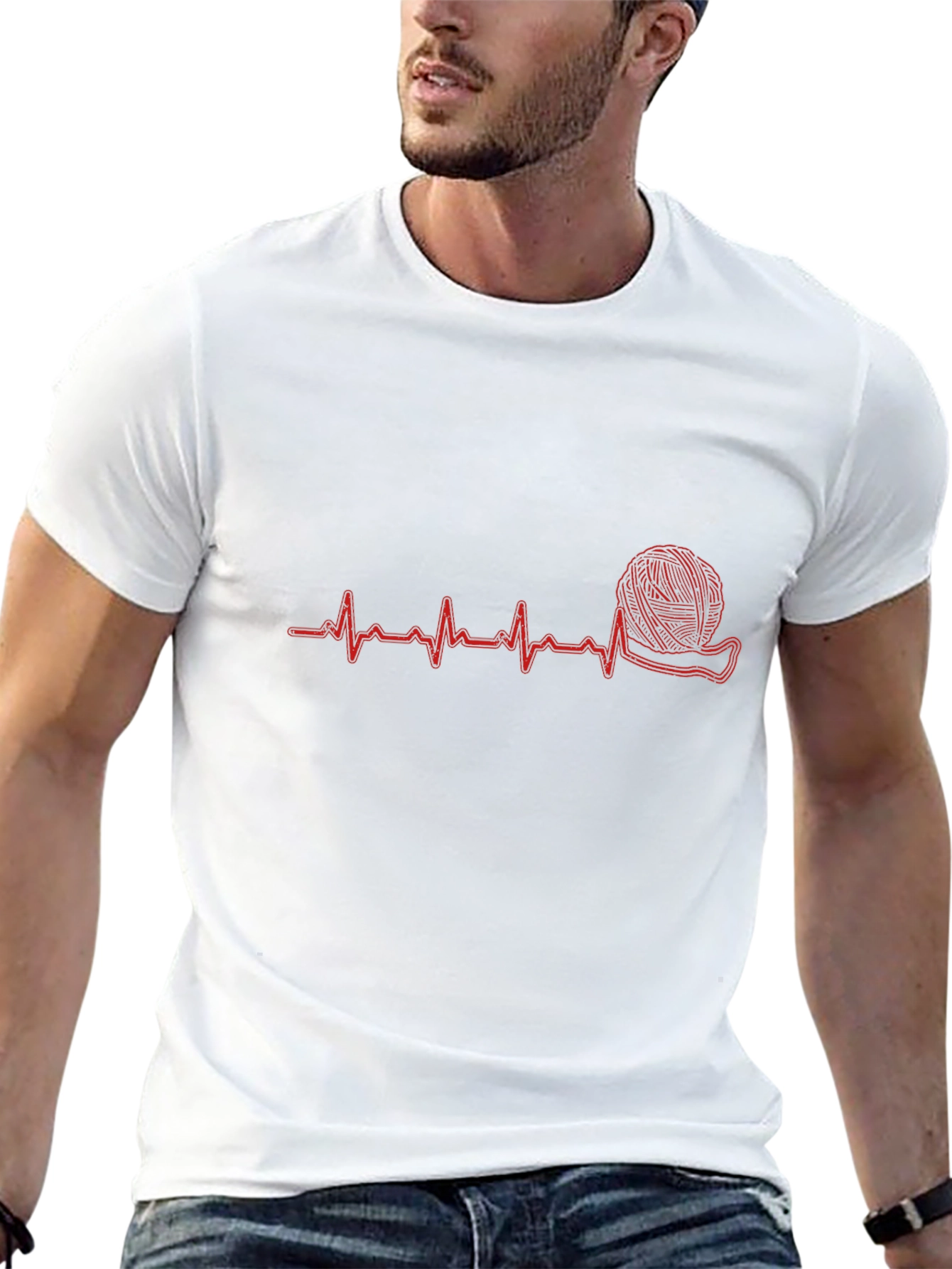 Knitting Heartbeat T-Shirt - Perfect for Yarn Lovers!