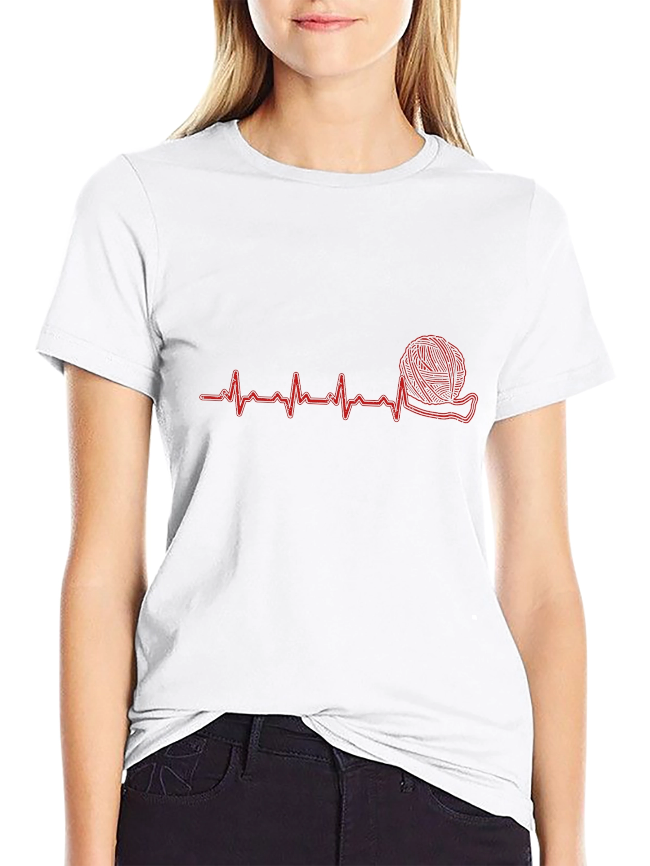 Knitting Heartbeat T-Shirt - Perfect for Yarn Lovers!