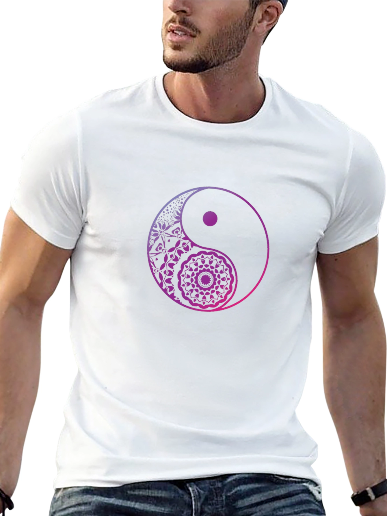 Yin Yang Mandala Graphic Tee - Black