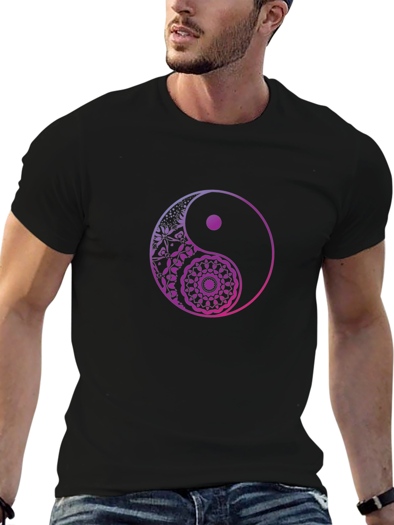 Yin Yang Mandala Graphic Tee - Black