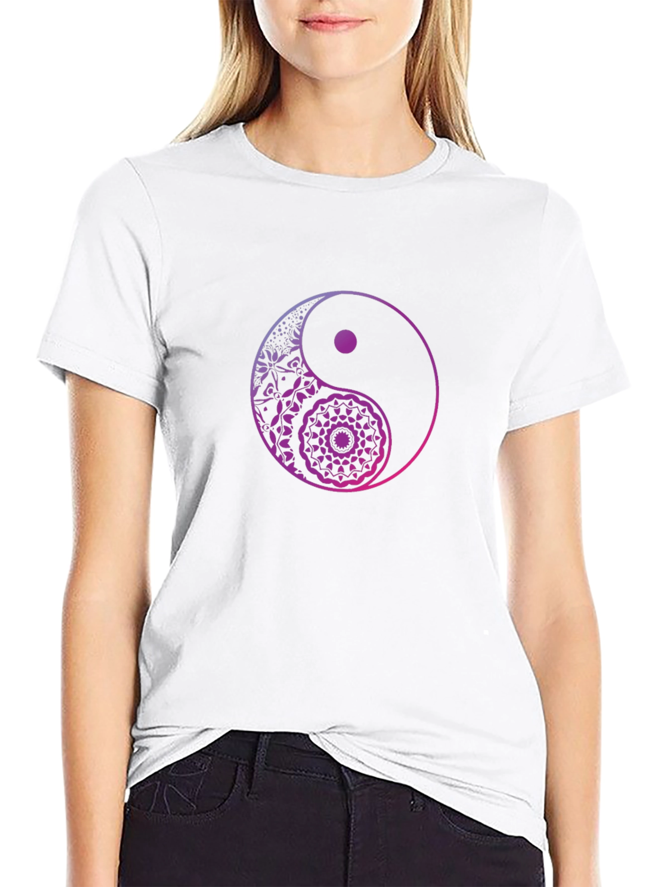 Yin Yang Mandala Graphic Tee - Black