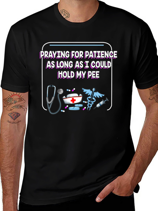 Nurse Humor Graphic Tee - Praying For Patience Design