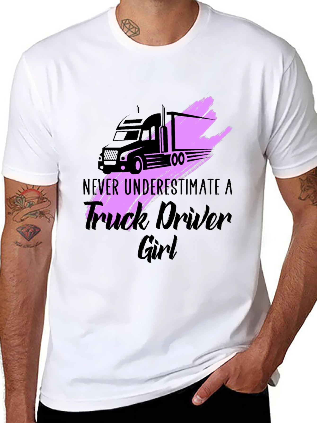 Truck Driver Girl Graphic Tee - Black