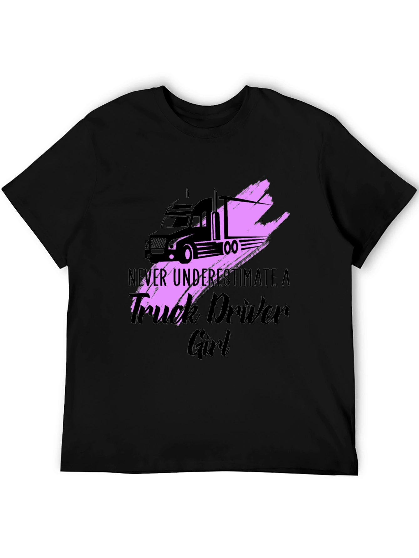 Truck Driver Girl Graphic Tee - Black